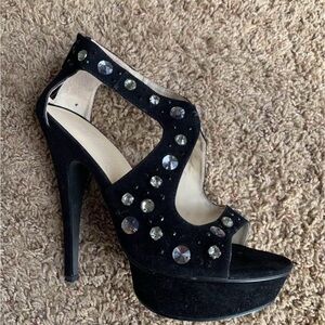 Colin Stuart Black Rhinestone Platform Heels Size 9